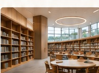 Library interior with natural light
